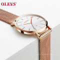 OLEVS Marke Modische Business dünne und einfache Quarz-Armbanduhren Edelstahl Milanese Strap wasserdichte Uhr für Mädchen